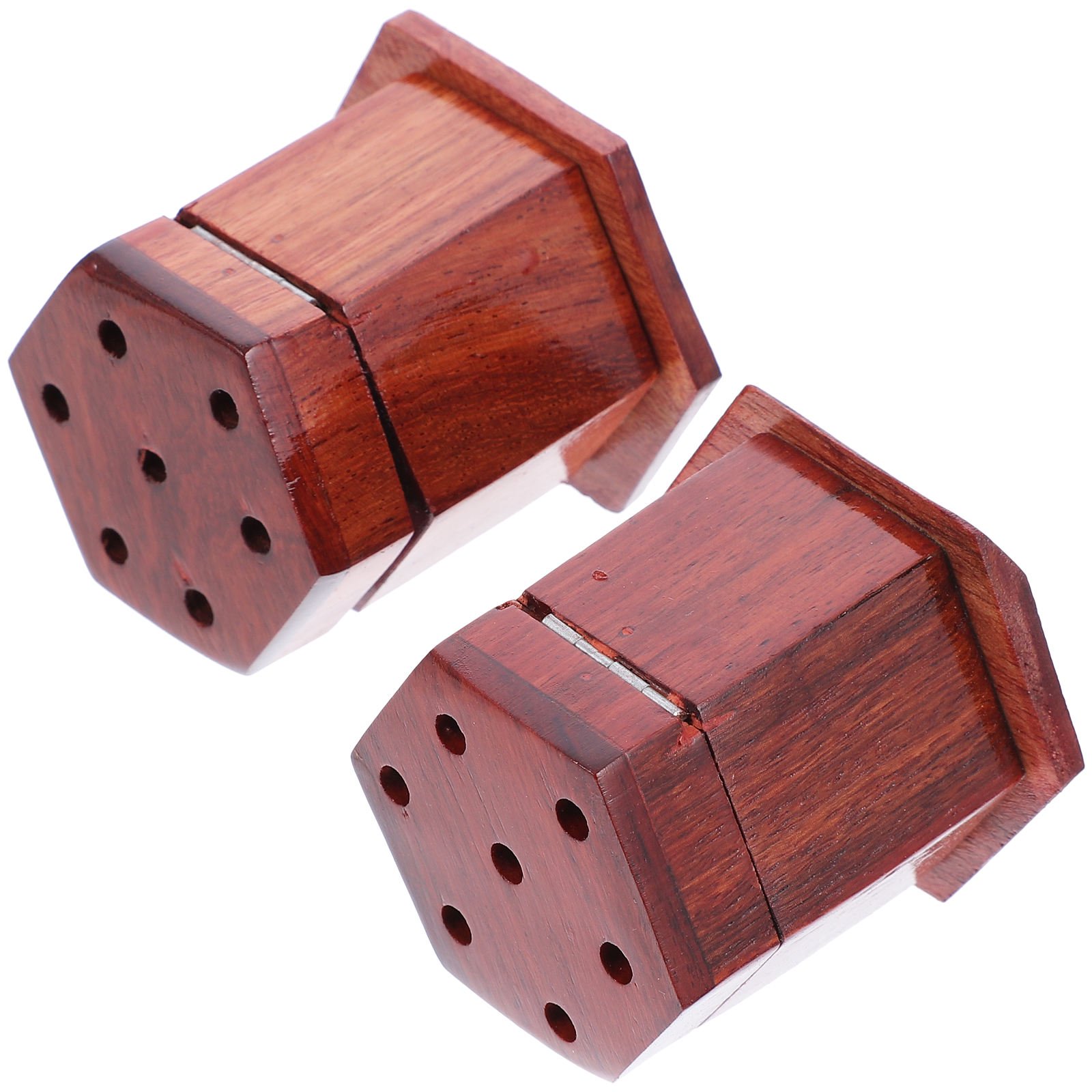 COMPUKAS 2Pcs Hexagonal Wooden Incense Holder Brown Compact Design for Study Bedroom Yoga