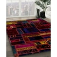 thumbnail image 2 of Ahgly Company Indoor Round Abstract Red Brown Patchwork Area Rugs, 3' Round, 2 of 6