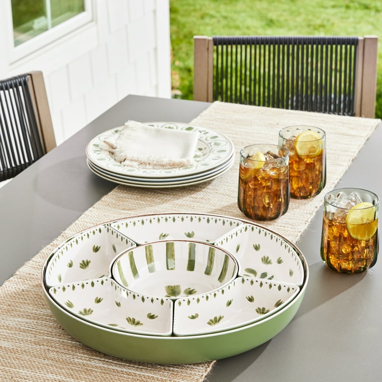 Better Homes & Gardens Green Bamboo Melamine Chip and Dip Tray