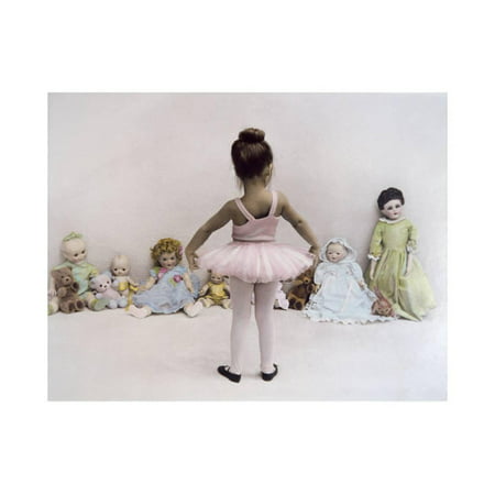 Little Ballerina in Pink with Dolls Print Wall Art By Nora