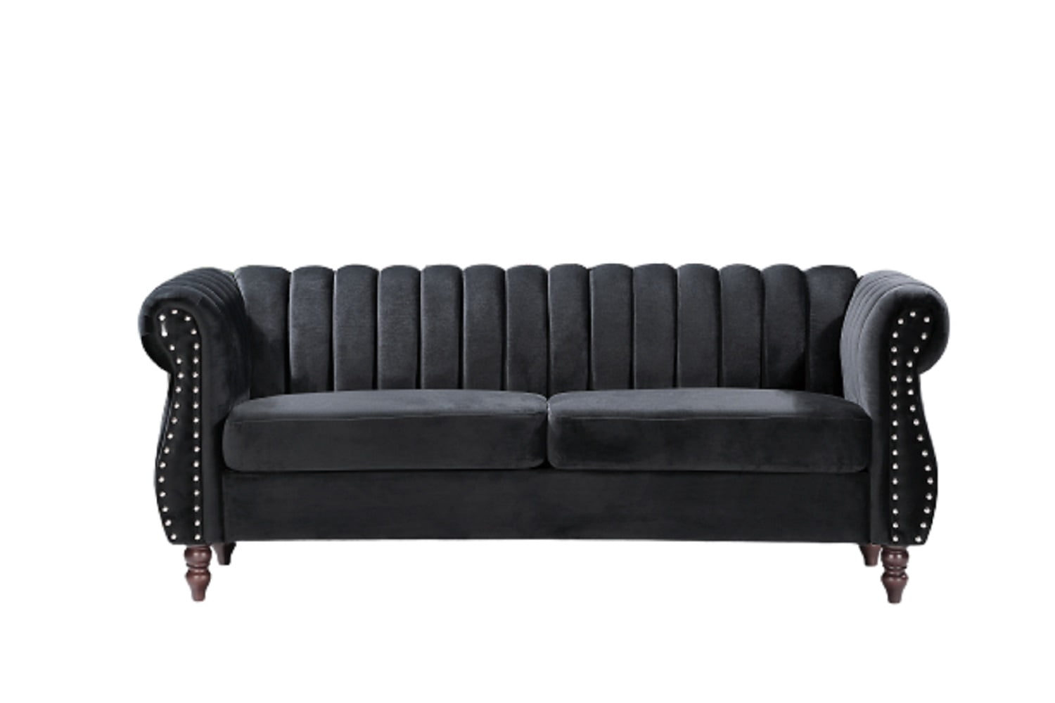 Capri Velvet Chesterfield 76.4" Rolled Arms Sofa