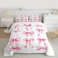 thumbnail image 3 of Homewish Cartoon Bowtie Bowknot Bedding Comforter Set,Cute Ribbon Bow Twin Comforter Sets,Girls Pink White Bedding Set For Girl Teens,Luxury Bedroom Decor Reversible,2 Pieces, 3 of 9