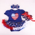 thumbnail image 3 of GYRATEDREAM 4th of July Baby Girl Birthday Outfit Newborn American Flag Romper+Ruffle Tulle Skirt+Headband+Shoes Independence Day 4pcs Set for, 3 of 5