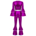 thumbnail image 5 of iiniim Womens Shiny Dance Jumpsuit Flare Sleeve Unitard Outfit Disco Club Party Purple XL, 5 of 7