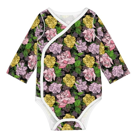 

Coaee Colorful Roses for Soft Cotton Baby Long-Sleeve Bodysuit Girls Boys Bodysuit Romper