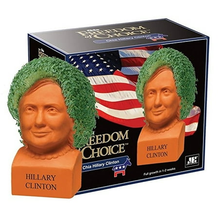Chia Pet Planter Decorative Pottery Head Plant- Freedom Choice Hillary Clinton- Happy