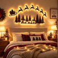 thumbnail image 2 of Lighted Christmas Wall Decor Set, Wooden Santa Sleigh Reindeer and Village Tree Silhouette with Warm LED Backlight and Remote Control for Indoor Holiday Living Room Entryway, 2 of 6