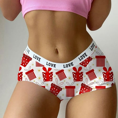

HWRETIE Women Underwear Clearance Women s Christmas Digital Printing Breathable Close Fitting Underpants Comfortable Briefs Clearance Red 4(S)