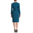 thumbnail image 3 of INSPIRE CHIC Robe Moulante à Basque pour Femme Col Ras du Cou Manches Longues Taille Haute Midi Fourreau Robe de Travail Bleu Lac S, 3 of 6