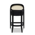thumbnail image 6 of Americana Mid-Century Modern 26" Jet Black Cane Back Counter Stool - Handmade Solid Oak Frame, Woven Rattan Inset, Barrel Shape Comfort for Kitchen Island, Bar, Dining - 21"W x 19"D x 36.5"H, 6 of 14
