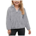 thumbnail image 4 of Xyant Boys Girls Fleece Jacket Zip Up Outerwear Warm Fuzzy Fall Winter Coat with Pocket for Kid (Grey,18-24 Months), 4 of 6