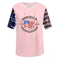 thumbnail image 4 of haizhen 250 Anniversary USA Shirt Women Summer V Neck Sparkly 250th Anniversary Flag Graphic Tees Patriotic 4th of July Shirts Women July 4th Tshirts Going Out Tops Pink, L, 4 of 5