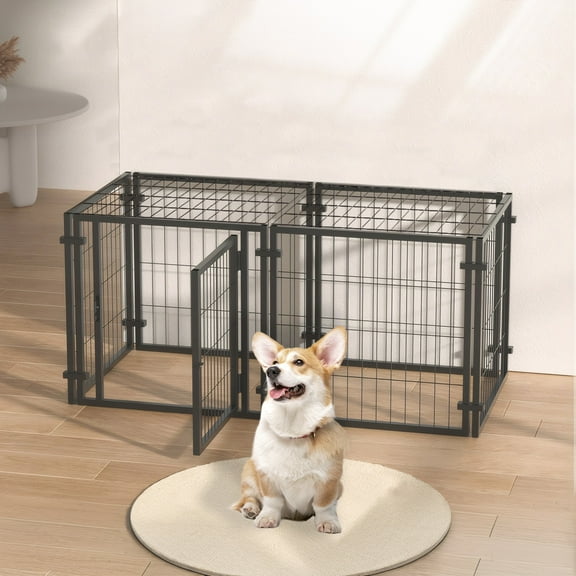 Witaxima 47.2" Dog Crate for Small Medium Large Dogs, Black Metal Pet Playpen for Indoor & Outdoor Use, Puppy Cage Kennel (47.2"L x 23.6"W x 23.6"H)