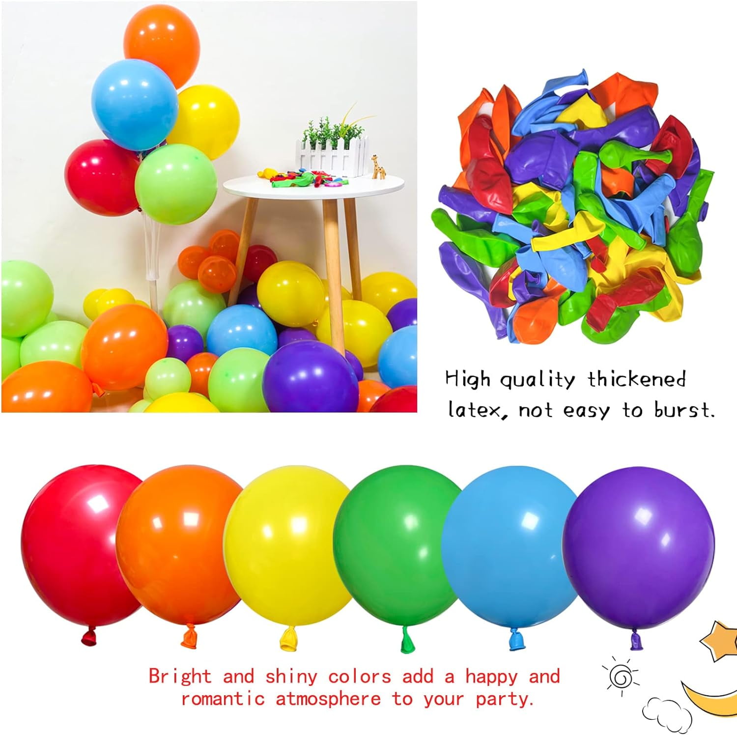 Lobida Rainbow Balloon Arch Kit, 18/12/5 inch, Latex, Colorful Party Decoration