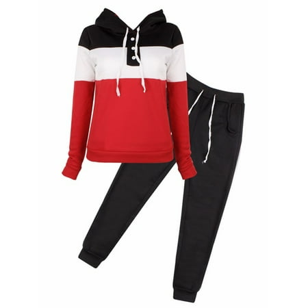 Cyber Monday Deals! Women's Long Sleeve Tracksuits for Women, Casual Two-Piece Sportswear Hoodie Sweatshirt for Women, Black / Gray / Blue Tops with Sweatpants Gift for Ladies, Clearance!