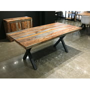 Grey Sheesham Dining Table with Black Legs