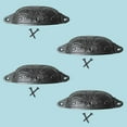 thumbnail image 2 of Antique Black Cabinet Drawer Cup Bin Pull Wrought Iron 4.5" W x 1.5" H Kitchen Dresser Handles Rust Resistant Unique Pulls w/Hardware | Renovators Supply Pack of 4, 2 of 7