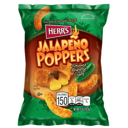 Herr's Jalapeno Popper Cheese Curls 1 Ounce (Pack of 7)