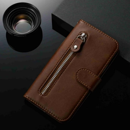 Dteck Case For Apple iPhone 7 / iPhone 8 Zipper Wallet Money Pocket[Credit Card Holder Slot] Protective [Magnetic Closure] PU Leather Wallet Cover, brown