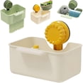 thumbnail image 2 of Sink Strainer Basket, Rotating Suction Cup Sink Drainer Basket, Sink Corner Rack, Automatic Dumping Sink Strainer Basket, Food Waste Filter, One-Touch-Opening Bottom, 1Pc(Beige,5.9x3.9x2.7"), 2 of 7