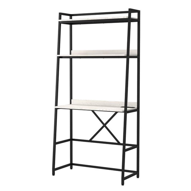 Furniture of America Mistos Transitional Metal Writing Desk with USB in Oak