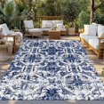 thumbnail image 2 of 5' x 7' Outdoor Rug, Navy Blue Boho Outdoor Washable Rug Large Floor Carpet, Ehtnic Abstract Art Modern Geometric Non Shedding Area Rug for Outside Patio RV Porch Deck Balcony Camping Living Room, 2 of 9