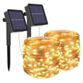 thumbnail image 2 of Cadena de luz solar exterior, 10M 100 LED cadena de luz exterior alambre de cobre impermeable 8 modos decoración de cadena de luz solar para jardín, balcón, terraza, puerta, patio, boda, fiesta, 2 of 7