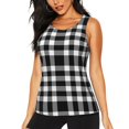 thumbnail image 2 of Haiem White And Black Plaid Workout Tank Tops for Women, Athletic Sports Slim-Fit Tank Tops, Compression Sleeveless Dry Fit Shirts,Athletic Shirt-X-Large, 2 of 9