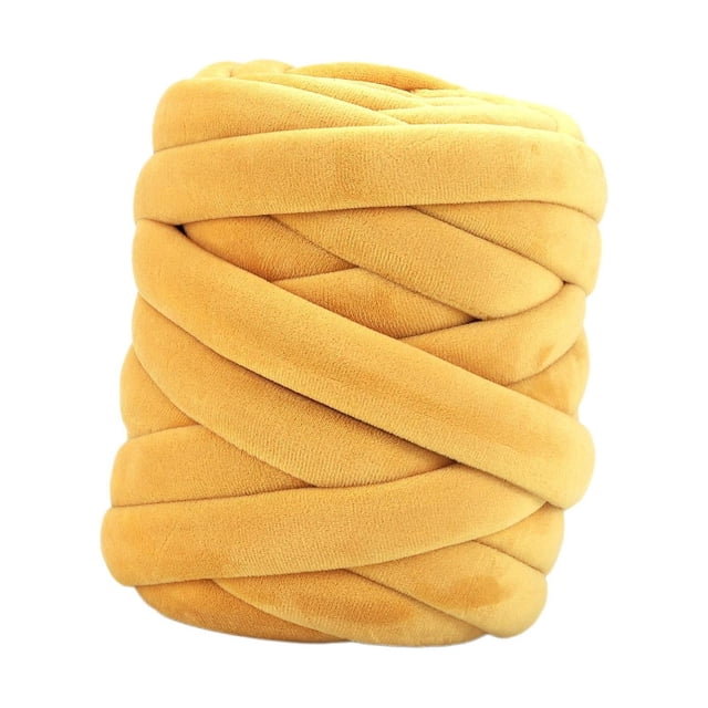 Hilo grueso de 0,55 libras, hilo gigante para tejer a mano, hilo tubular, hilo súper voluminoso para brazo Amarillo