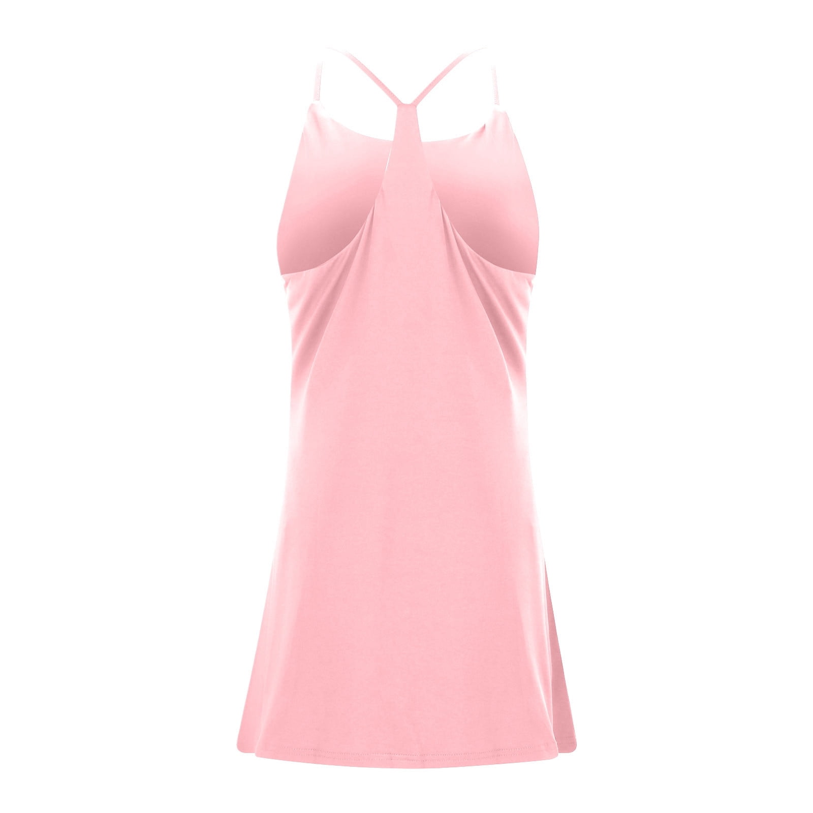 HJYCHN Women Square Neck Sleeveless Tennis Athletic Workout Yoga Dress with Side Slit Flare Casual Comfort Fit Pink XXL