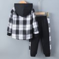 thumbnail image 4 of xaweyi Kids Boys Hooded Plaid Shirt Jacket and Sweatpants 2 Piece Matching Outfit Casual School Wear,Sizes 4 Years, 4 of 9