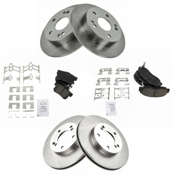 TRQ Front and Rear Brake Pad & Rotor Kit Brake Pads Brake Rotor Ceramic Fits Select 1997-2001 Honda Prelude