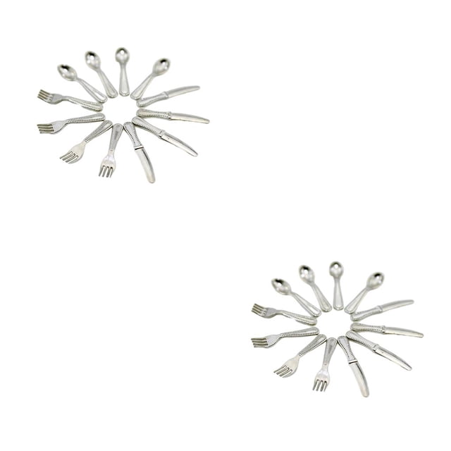 Tholdsy 12 Uds. De platos en miniatura, apariencia elegante, Mini Kit de casa, tenedor, vajilla exquisita, modelo, accesorio Minihouse, regalo A-plata 2piezas
