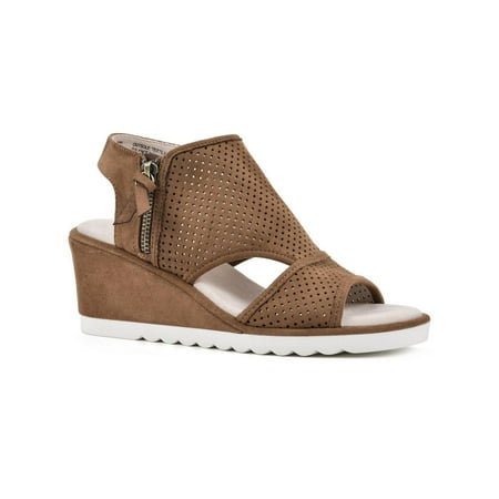 

Cliffs by White Mountain Womens Abby Faux Suede Perforated Wedge Sandals
