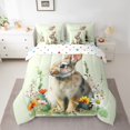 thumbnail image 3 of Homewish Cute Farmhouse Rabbit Bedding Comforter Set 7pcs for Kid, Kawaii Cartoon Bunnies King Bedding Sets, Groovy Daisy Flower Reversible Bed Sheets, Breathable Home Decor, 3 of 8