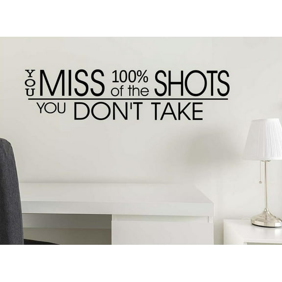 #2 You Miss 100 Percent of The Shots You Don't take 28 X 7 Sports Team Sticker Calligraphy Wall Decal Art Decor Motivational Inspirational Wall Sticker Lettering Curry Inspired
