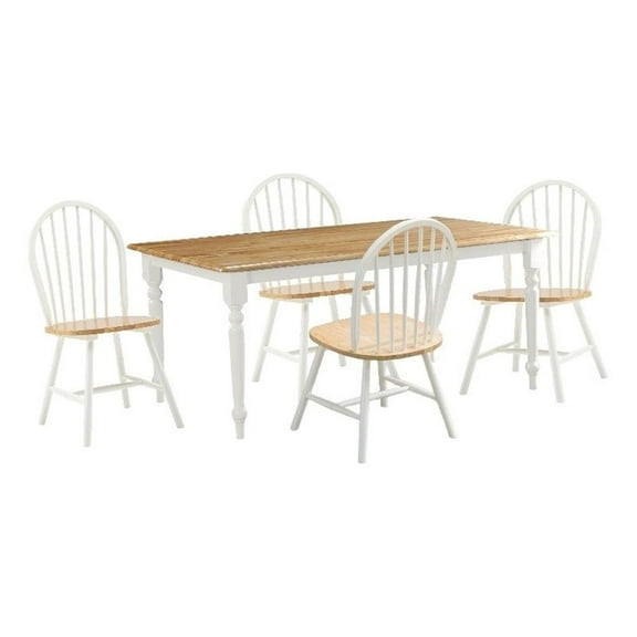 Bowery Hill Farmhouse 5 Piece in White and Natural
