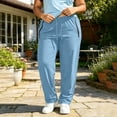 thumbnail image 7 of Plus Size Cargo Pants For Women Elastic Waist Drawstring Lightweight Casual Hiking Pants with Zipper Pockets Blue XL, 7 of 7