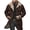 Coffee, variant on Joernso Men Jacket Autumn Winter Woolen Coat Lapel Single-Breasted Mid-Length Windproof Jacket Suede Multi Pockets Outerwear