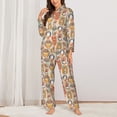 thumbnail image 2 of Pofeuu Colorful Owls Print Womens Pajamas Set Long Sleeve Sleepwear Button Down Nightwear Soft Pj Lounge Sets Button Down Pajamas Women-Medium, 2 of 7