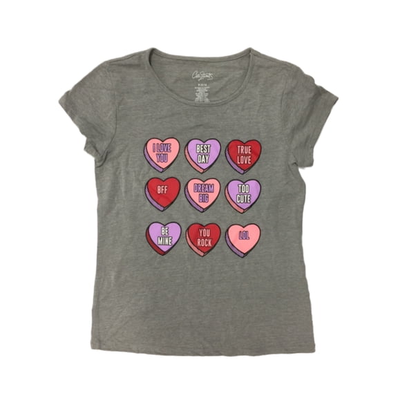 Girls Gray Valentines Candy Hearts Pink Red True Love Be Mine T-Shirt Top 3XL