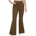 thumbnail image 2 of qolati Women's High Waist Yoga Pants Y2k Elastic Waist Flare Leg Palazzo Trousers Stretch Bell Bottom Slim-Fit Hippies Pants, 2 of 6