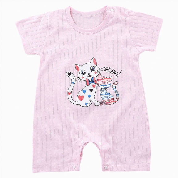 KPOPLK Baby Girl Clothes Infant Newborn Girl Outfits Summer Clothes Romper Short Sleeve Crewneck One -Piece Size 3-6 Months,Pink