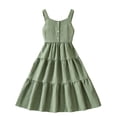 thumbnail image 2 of Babcutegg Girls’ Lightweight Sleeveless Summer Dress With Adjustable Straps And Back Bow Detail Green Size 7, 2 of 5