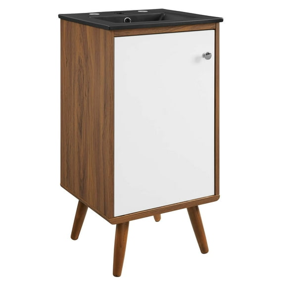 Sink Vanity Cabinet, Wood, Brown Walnut Black, Modern Contemporary Urban Design, Hotel Bedroom Bathroom Master Suite Guest