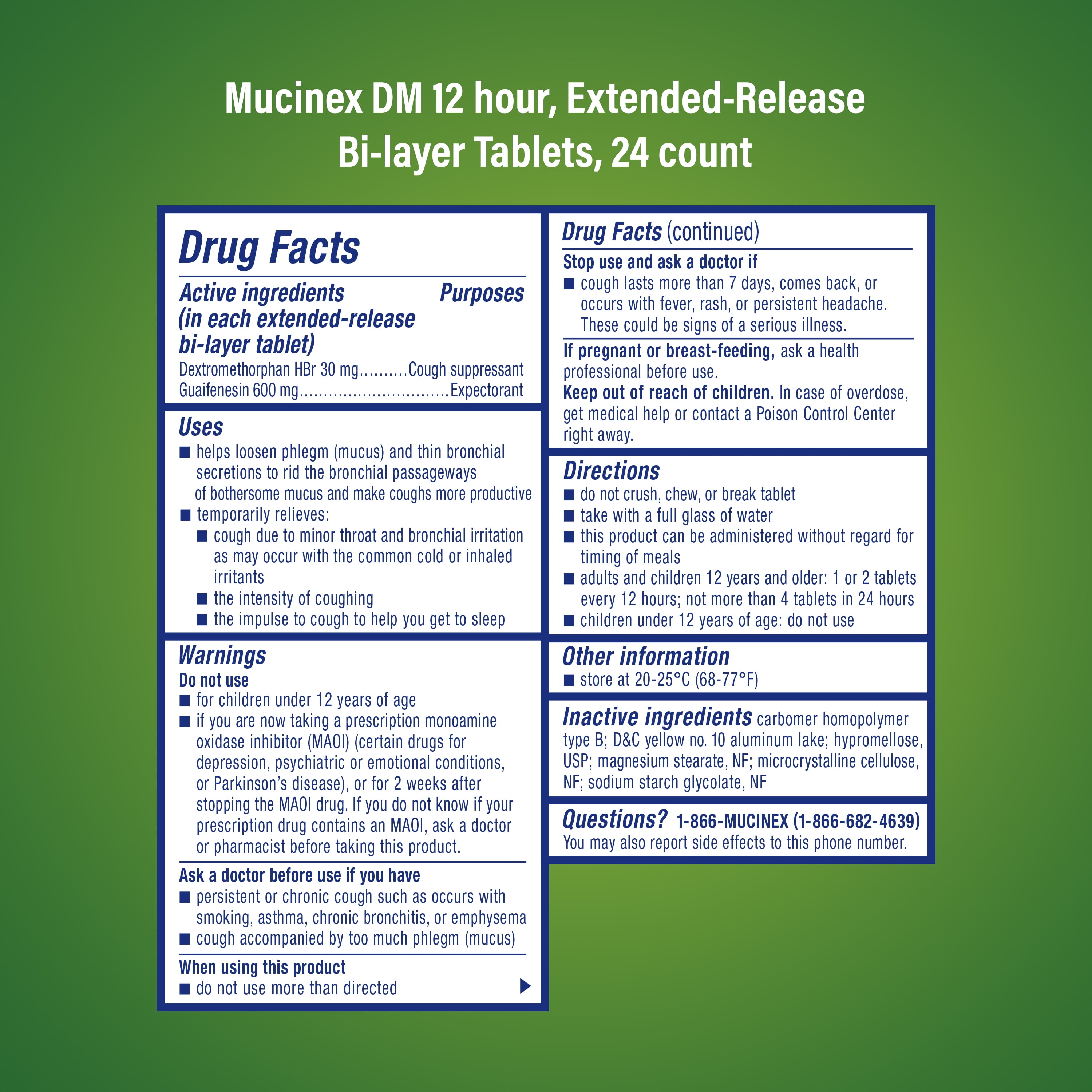 Mucinex DM 12 Hr Expectorant & Cough Suppressant Tablets, 24ct (20+4ct)