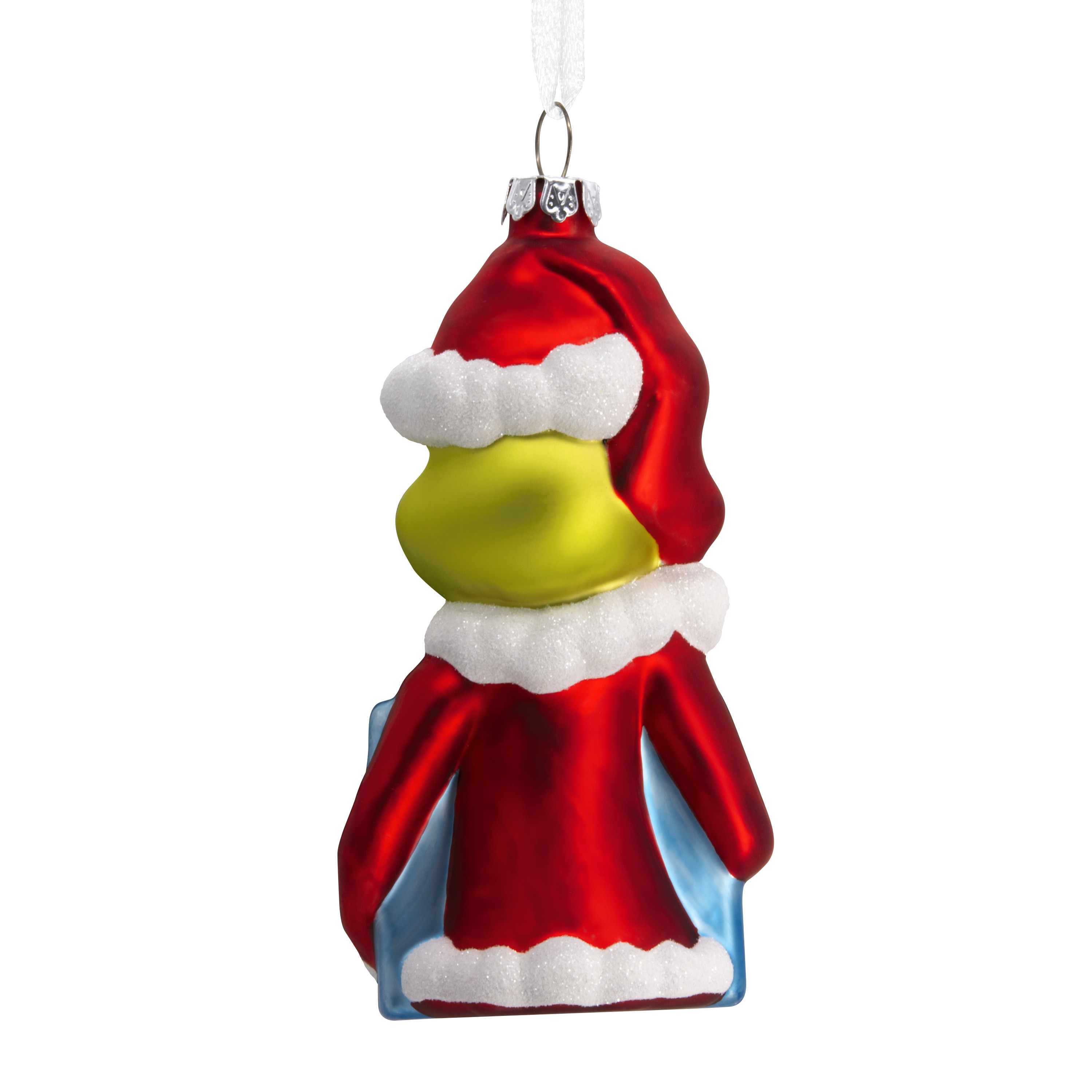 Décoration Hallmark de Noël (Le Grinch avec cadeau, Comment le Grinch a volé Noël ! de Dr. Seuss, en verre soufflé)