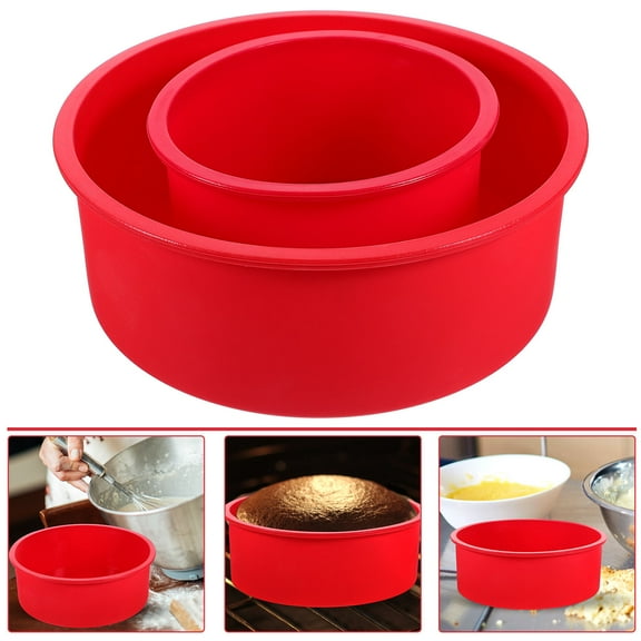 Tineasur 2pcs Nonstick Silicone Round Cake Pans Flexible Baking For Cakes For Parties And Gatherings And Easy To Clean