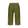 thumbnail image 5 of Dresfit Womens Bermuda Shorts Knee Length Linen Shorts Summer 2026 Solid Baggy Short Pants Beach Plus Size Loose Pedal Pushers with Pockets Army Green XL, 5 of 5