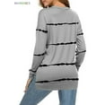 thumbnail image 3 of BadPiggies Women's Long Sleeve Crew Neck T Shirt Casual Striped Pullover Sweatshirt Fall Winter Blouse Loose Tunic Tops (XL, Gray), 3 of 7